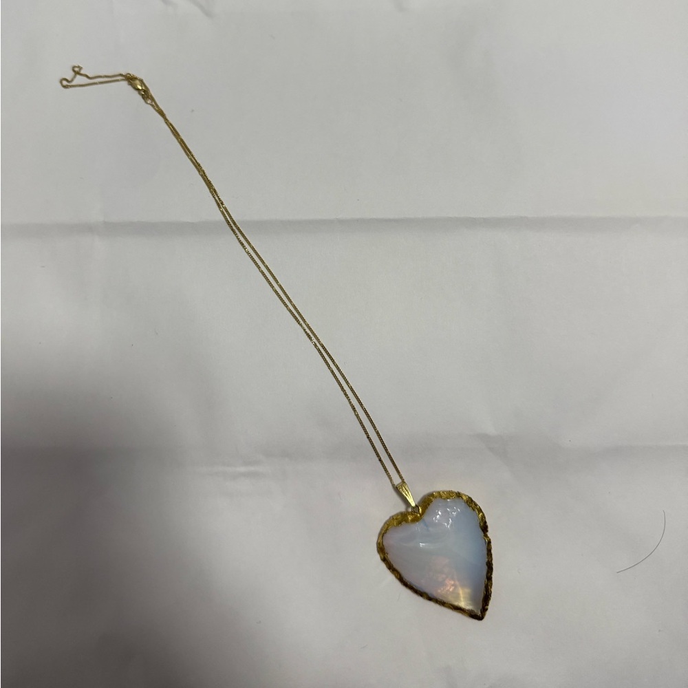 10k Rolled Gold Moonstone Heart Pendant Necklace